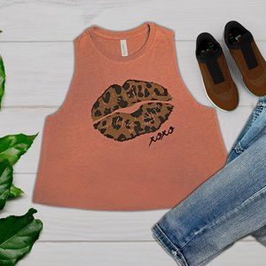 XOXO Leopard Lips Cropped Tank Tee - NEW***